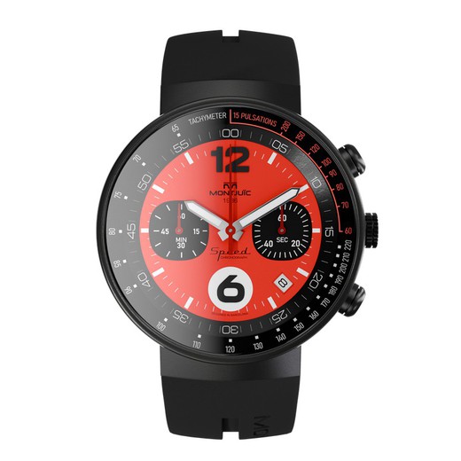 Reloj MONTJUIC Chrono Rojo Negro PVD. MJ2.0602.B