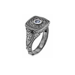 Anillo de plata envejecida tipo sello. CR27A T/14