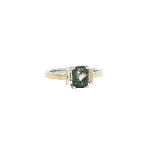 Anillo de plata, oro y ágata musgosa. 26251/14