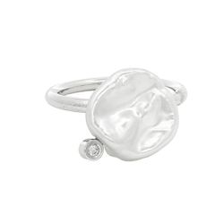 Anillo de plata, perla y diamante lab. 26262/14