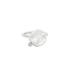 Anillo de plata, perla y diamante lab. 26262/14