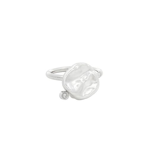 Anillo de plata, perla y diamante lab. 26262/14