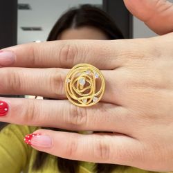 Anillo IPPOCAMPO plata bañada hilos enredados y circonitas. IPEL327