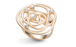 Anillo IPPOCAMPO plata bañada hilos enredados y circonitas. IPEL327