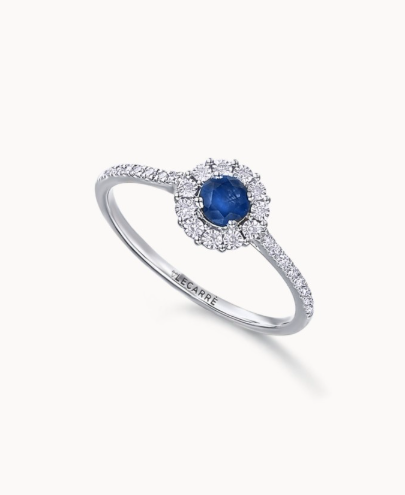 Anillo LECARRÉ oro blanco GLORY zafiro y diamantes. GA135ZA-17