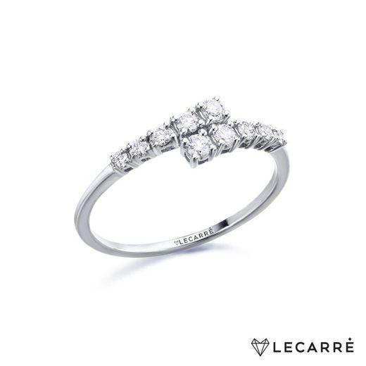 Anillo LECARRE Oro Blanco Cruzado Diamantes. GA098OB-13