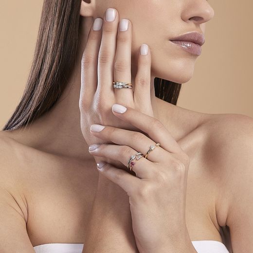 Anillo MABINA 3-Chic de plata bañada en oro. 523252