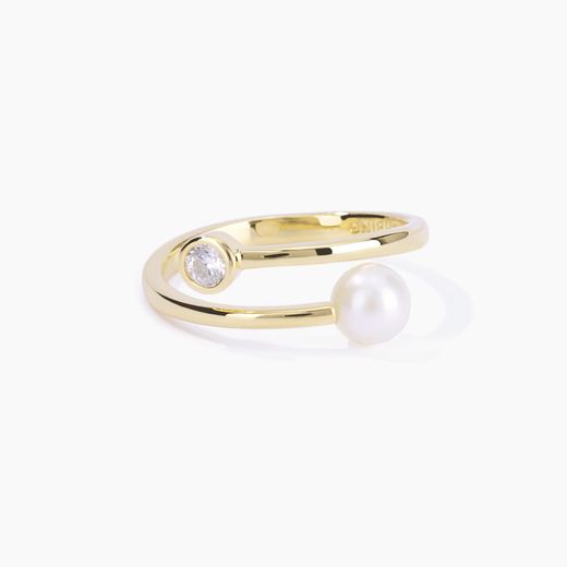 Anillo MABINA Giselle de plata bañada en oro. 523197