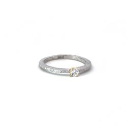 Anillo MIQUEL SARDÀ de plata, oro y diamante - T/14. 23367