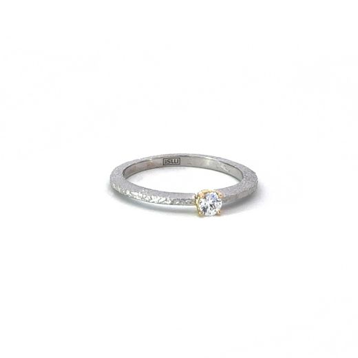 Anillo MIQUEL SARDÀ de plata, oro y diamante - T/14. 23367