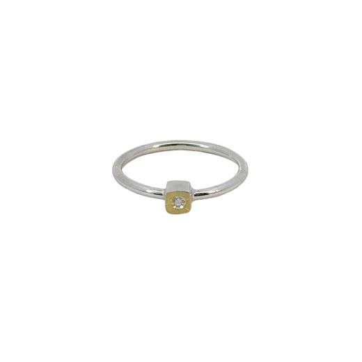 Anillo MIQUEL SARDÀ de plata, oro y diamante. T/14. 25112