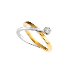 Anillo oro amarillo, oro blanco y diamante UNICA.
