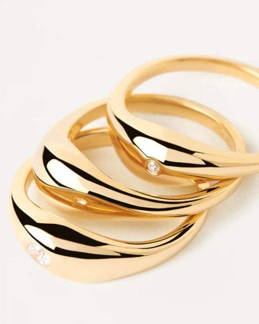 3 Anillos PDPAOLA SUGAR Plata chapada y circonita AN01-994-14