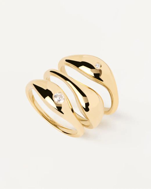 3 Anillos PDPAOLA SUGAR Plata chapada y circonita AN01-994-14