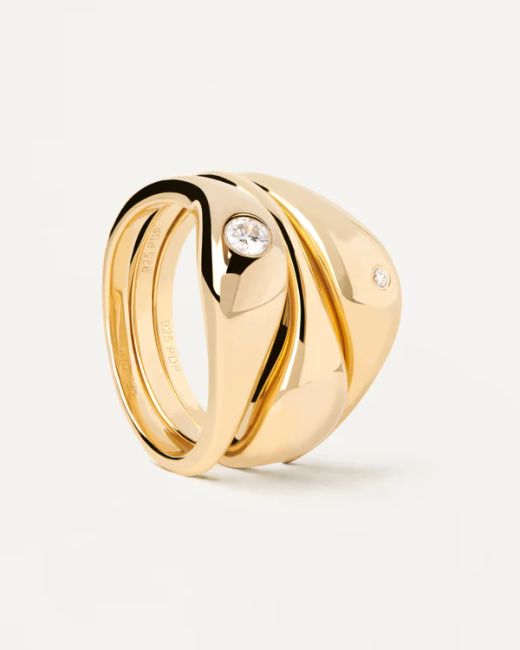 3 Anillos PDPAOLA SUGAR Plata chapada y circonita AN01-994-14