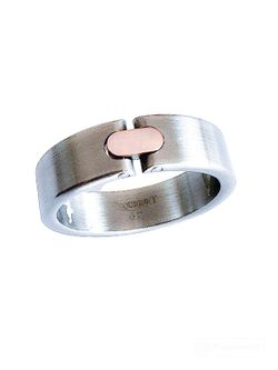 Anillo PEQUIGNET tipo alianza acero-oro Moorea. 31203