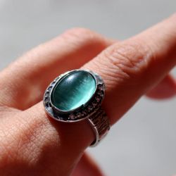 Anillo PLATADEPALO Mujer Meikai de plata 925 y piedra azul turquesa. WR156X T/16