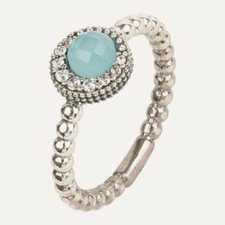 Anillo SUNFIELD de Plata Zinnia mini Zirconitas y Cuarzo Azul. AN064790/49