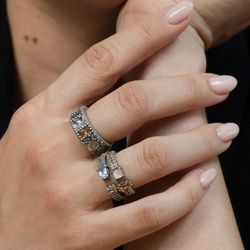 Anillo SUNFIELD Hygea Sunrise Cava y Aguamarina. AN064852/17