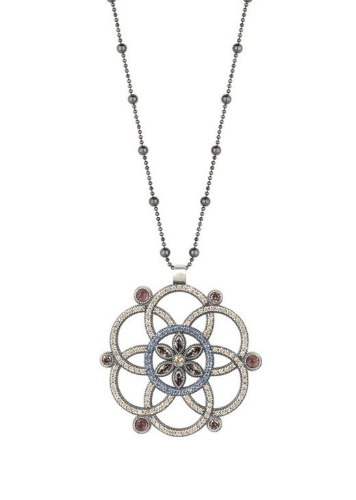 Colgante SUNFIELD de plata, turmalina rosa y circonitas. CL061811