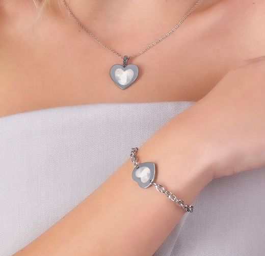 Collar AMEN-EMOTION acero con corazón y esmalte. EMACCLCUB3