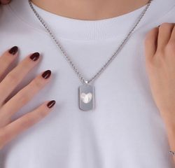 Collar AMEN-EMOTION acero con corazón y esmalte. EMACCLTAANB
