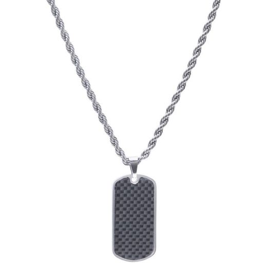 Collar AMEN-EMOTION acero con placa en negro hombre. EMACCLTACAB