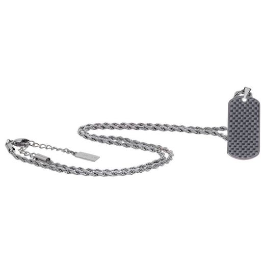 Collar AMEN-EMOTION acero con placa en negro hombre. EMACCLTACAB