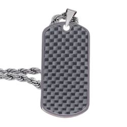 Collar AMEN-EMOTION acero con placa en negro hombre. EMACCLTACAB