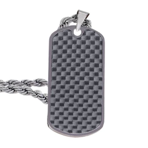 Collar AMEN-EMOTION acero con placa en negro hombre. EMACCLTACAB