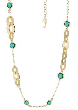 Collar IPPOCAMPO plata bañada en oro con cristal esmeralda. IPEL295