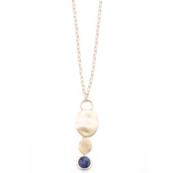 Collar IPPOCAMPO plata bañada en oro con cuarzo azul. IPEL82