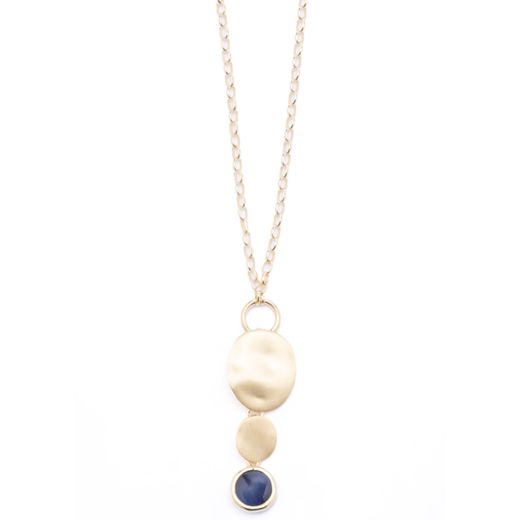 Collar IPPOCAMPO plata bañada en oro con cuarzo azul. IPEL82
