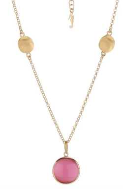 Collar IPPOCAMPO plata bañada en oro con cuarzo rosa. IPEL330