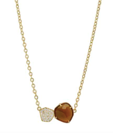 Collar IPPOCAMPO plata bañada en oro con piedra champagne. IPEL259