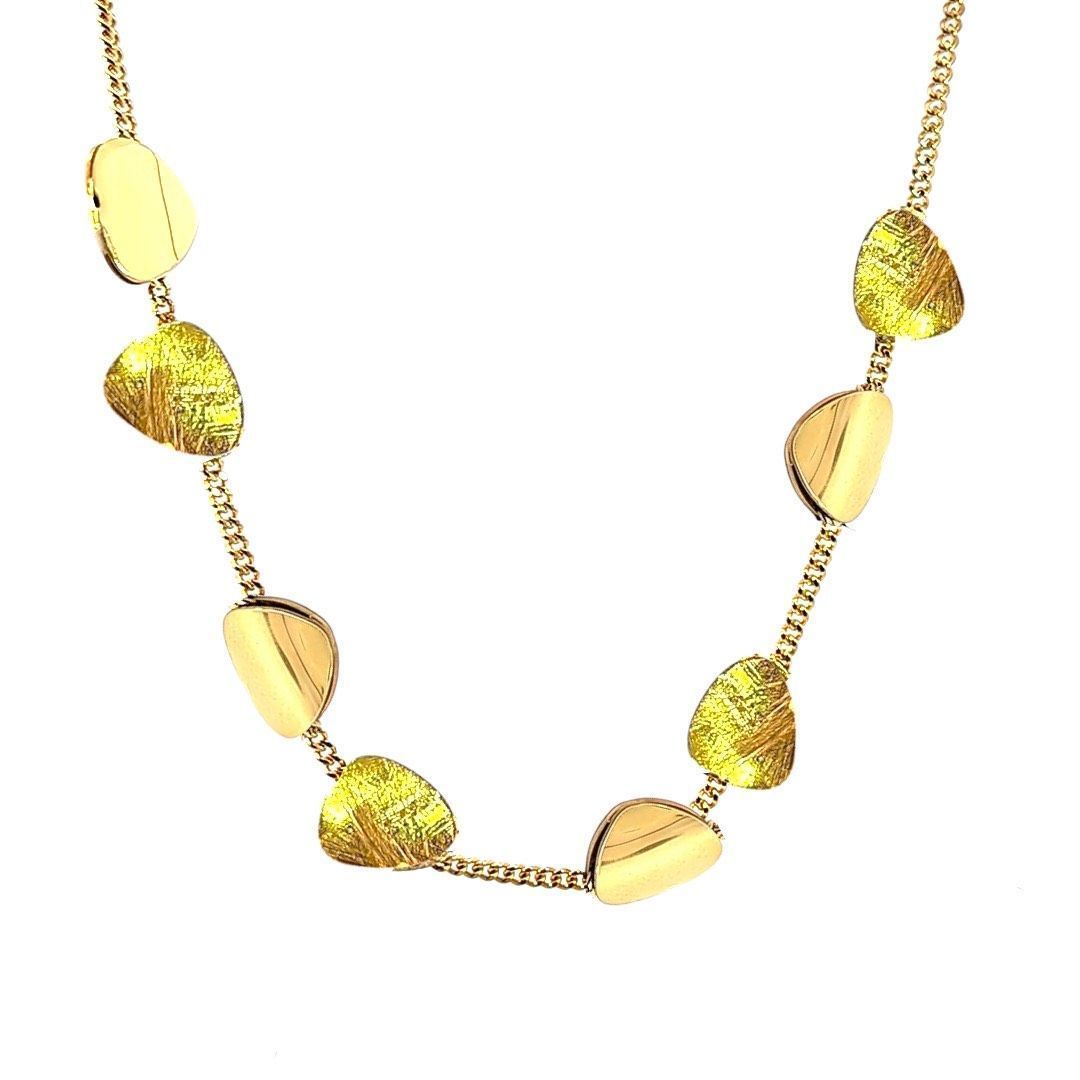 Collar IPPOCAMPO plata bañada planchas triangulares. IPCR82