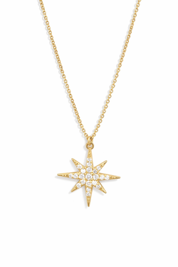 Collar oro amarillo y diamantes con colgante estrella.