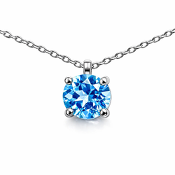 Collar SATERRA oro blanco con topacio swiss blue.