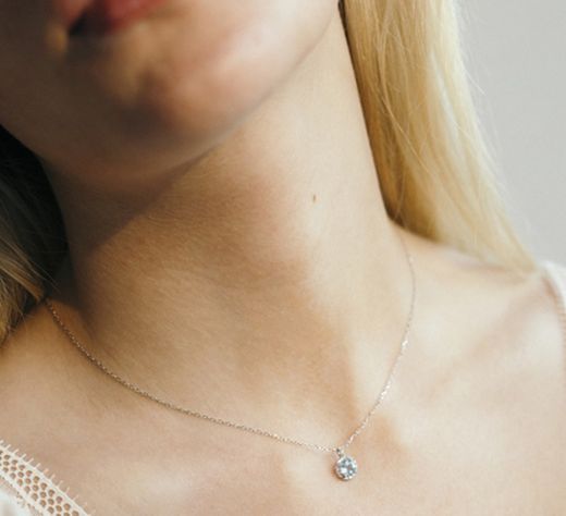 Gargantilla LECARRE Ocean Oro Blanco Brillantes y Topacio Azul. GD114OB-00