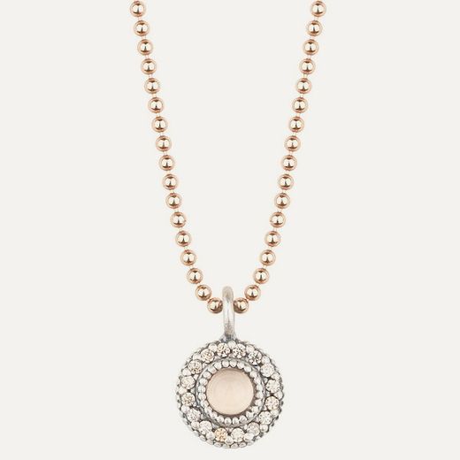 Gargantilla SUNFIELD Classy Round Cuarzo Rosa. CL061194/15
