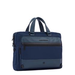 Maletín PIQUADRO de poliéster y cuero azul.CA5849W115/BLU