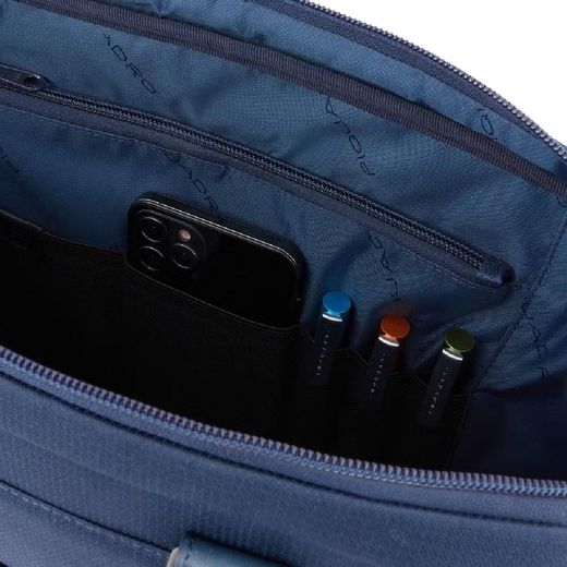 Maletín PIQUADRO de poliéster y cuero azul.CA5849W115/BLU