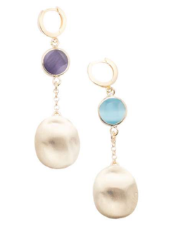 Pendientes IPPOCAMPO de plata, esferas ovaladas y perla. IPEL39