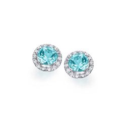 Pendientes LECARRE Oro Blanco con Brillantes y Topacio Azul. GB146OB-00