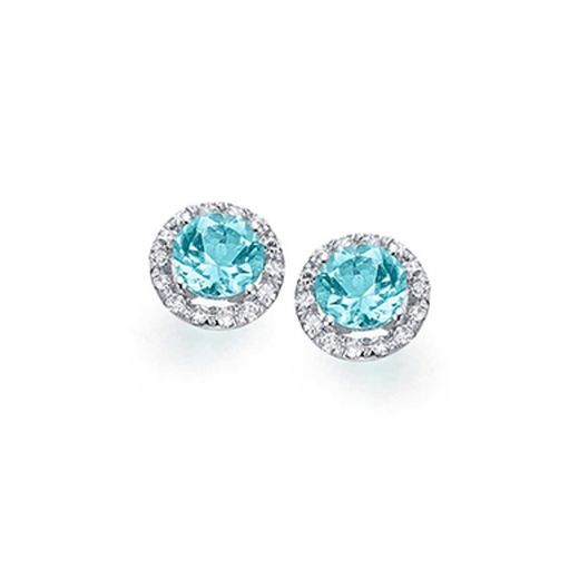 Pendientes LECARRE Oro Blanco con Brillantes y Topacio Azul. GB146OB-00