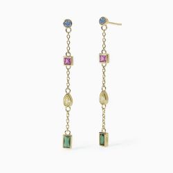 Pendientes MABINA colgantes dorados con piedras de colores ARCOÍRIS. 563658