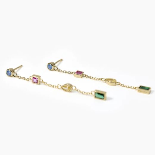 Pendientes MABINA colgantes dorados con piedras de colores ARCOÍRIS. 563658