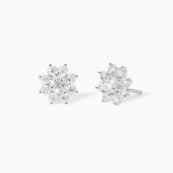Pendientes MABINA de plata con flor de circonita EDÉN. 563850