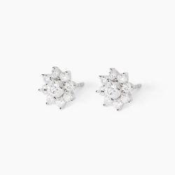Pendientes MABINA de plata con flor de circonita EDÉN. 563850