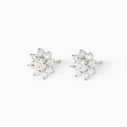 Pendientes MABINA de plata con flor de circonita EDÉN. 563850